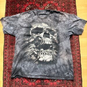 Y2K Skull Graphic The Mountain Tee Shirt Black Tie-Dye Mens Size XXL